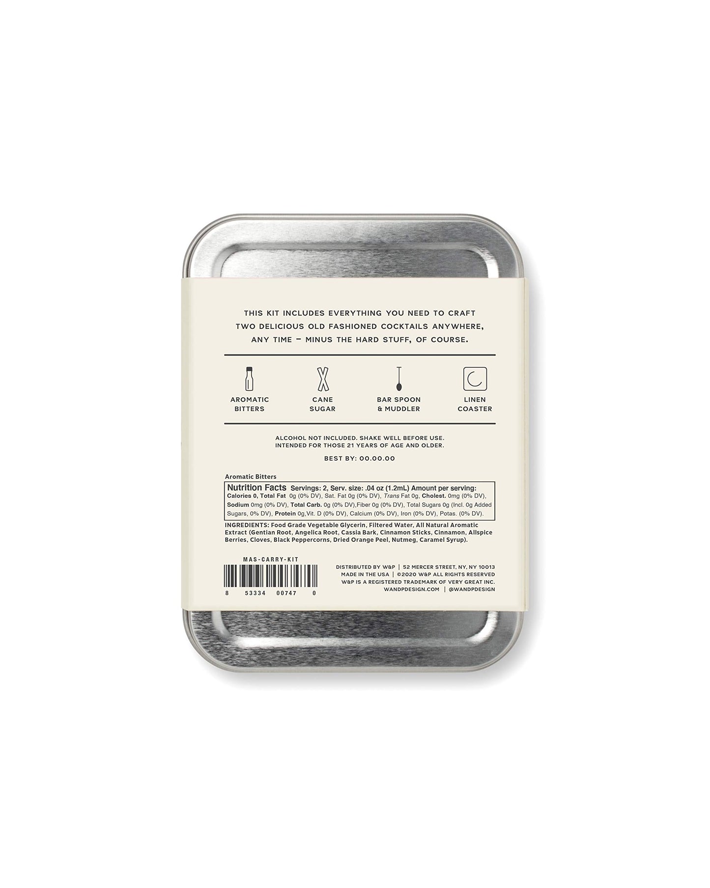 W&P Craft Old Fashioned Cocktail Kit, Mini Portable Carry On Travel Cocktail Kit, Great Gifts for Him or Her, 1 Pack