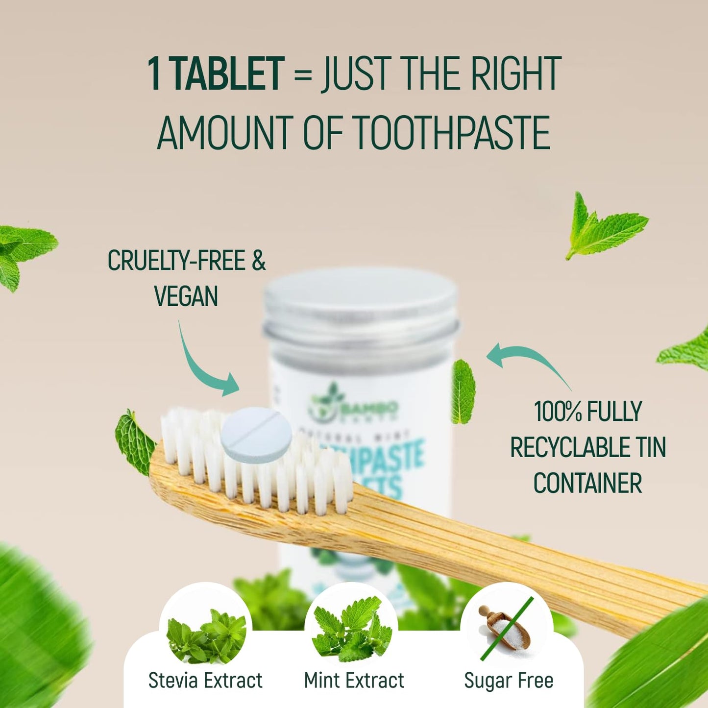 200 Pack Natural Toothpaste Tablet Bits - Chewable Mouthwash Whitening Bite Tablets for Teeth SLS & Fluoride Free Eco & Travel Friendly - Zero Waste Packaging - Mint & Activated Charcoal (Peppermint)