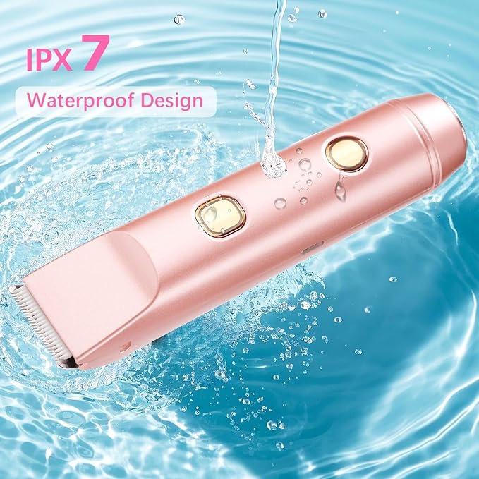 Bikini Trimmer for Women、Dermave Bikini Shaver 2-in-1 Dual Head Shaver Electric Razors for Women、Independent Control、 Ipx7 Waterproof