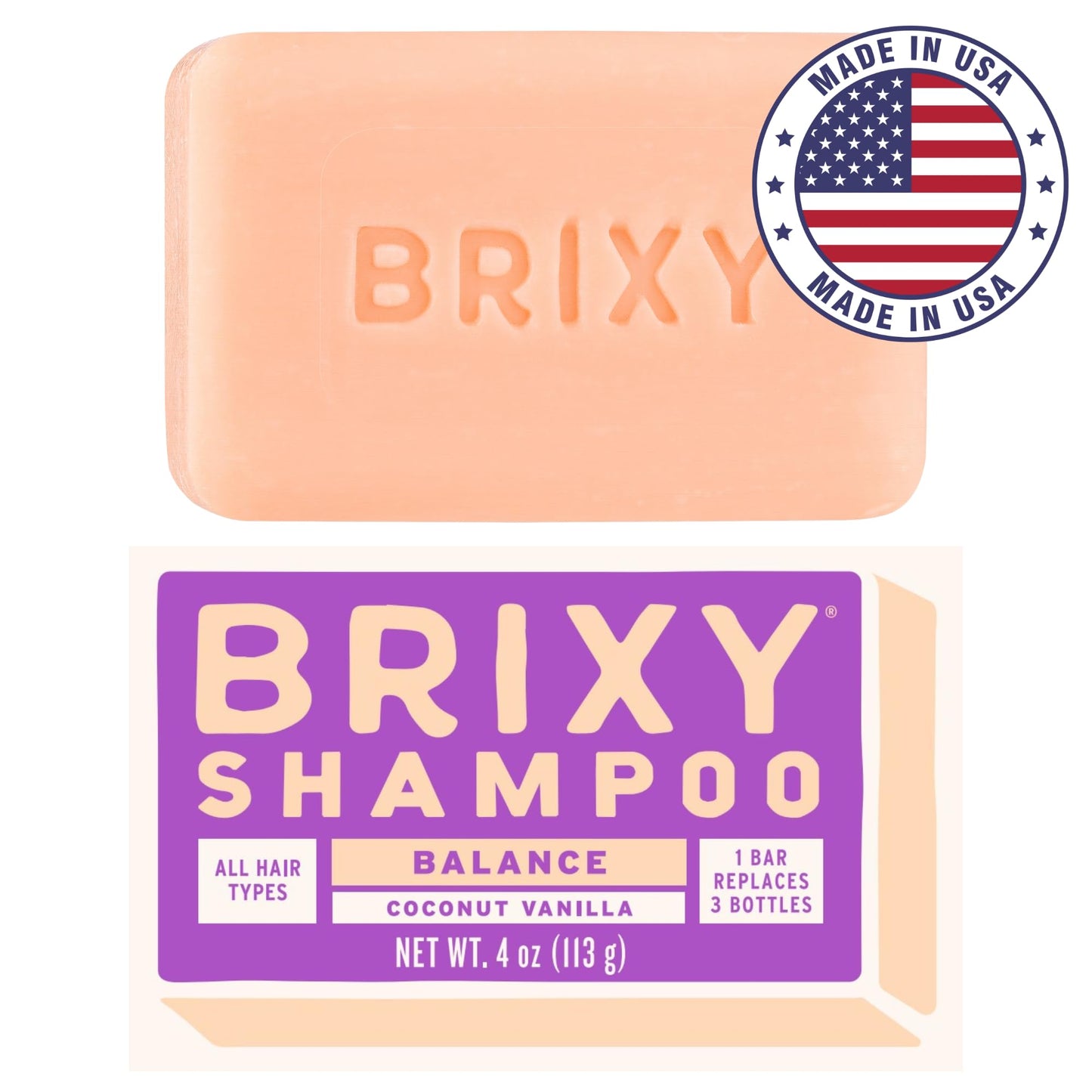 BRIXY Balance Shampoo Bar For Oily Hair | Algae Oil, Castor Oil, & Provitamin B5 | Ceramide & Niacinamide Support The Moisture Barrier | pH Balanced, Color Safe, Vegan, Made In USA