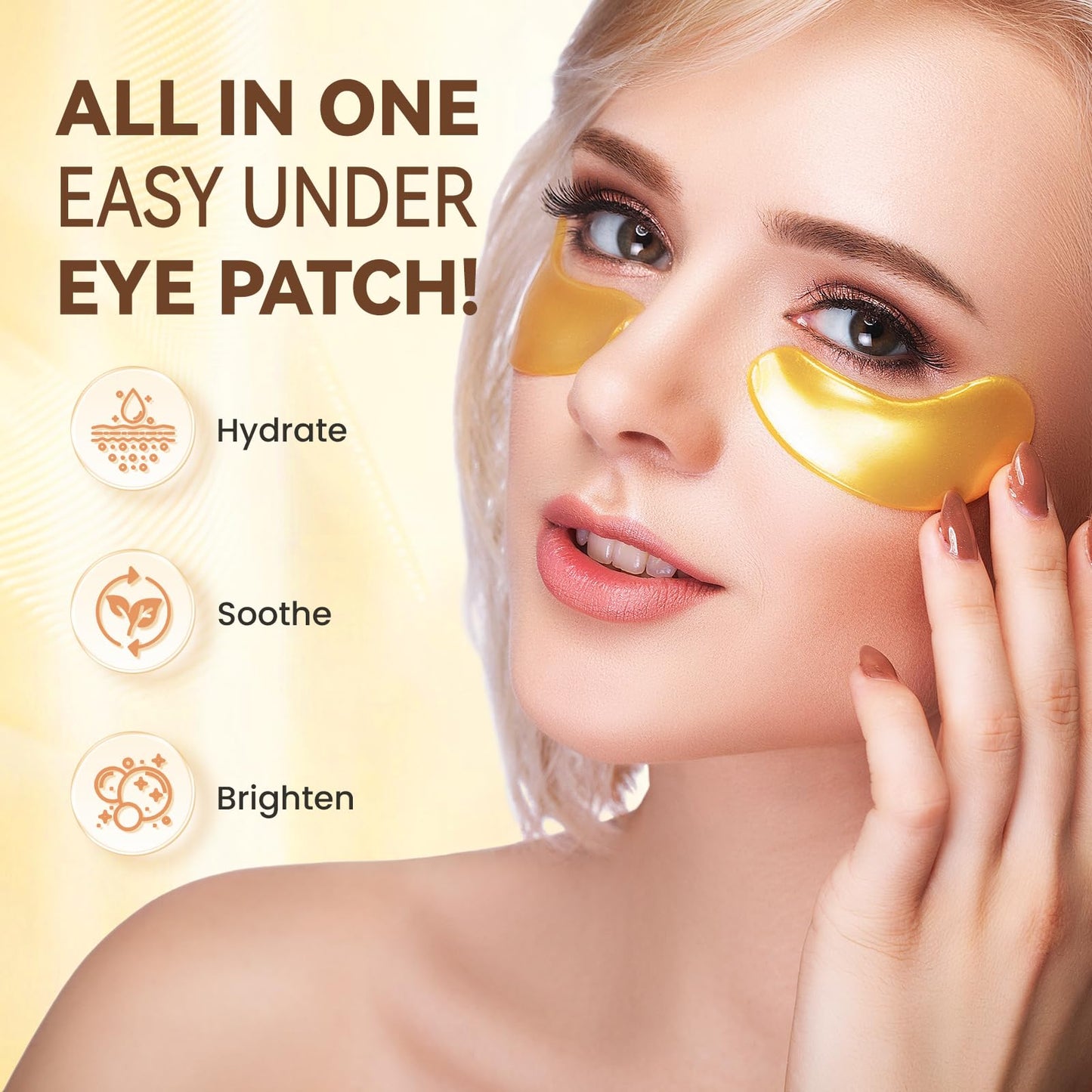 UWH 30P Under Eye Patches for Dark Circles and Puffy Eyes | Infused Gel Under 24K Gold Eye Masks for Skin Care of Puffiness & Eye Bags Treatment for Women Ideal for Beauty Care (30 Pairs, 24K Gold)