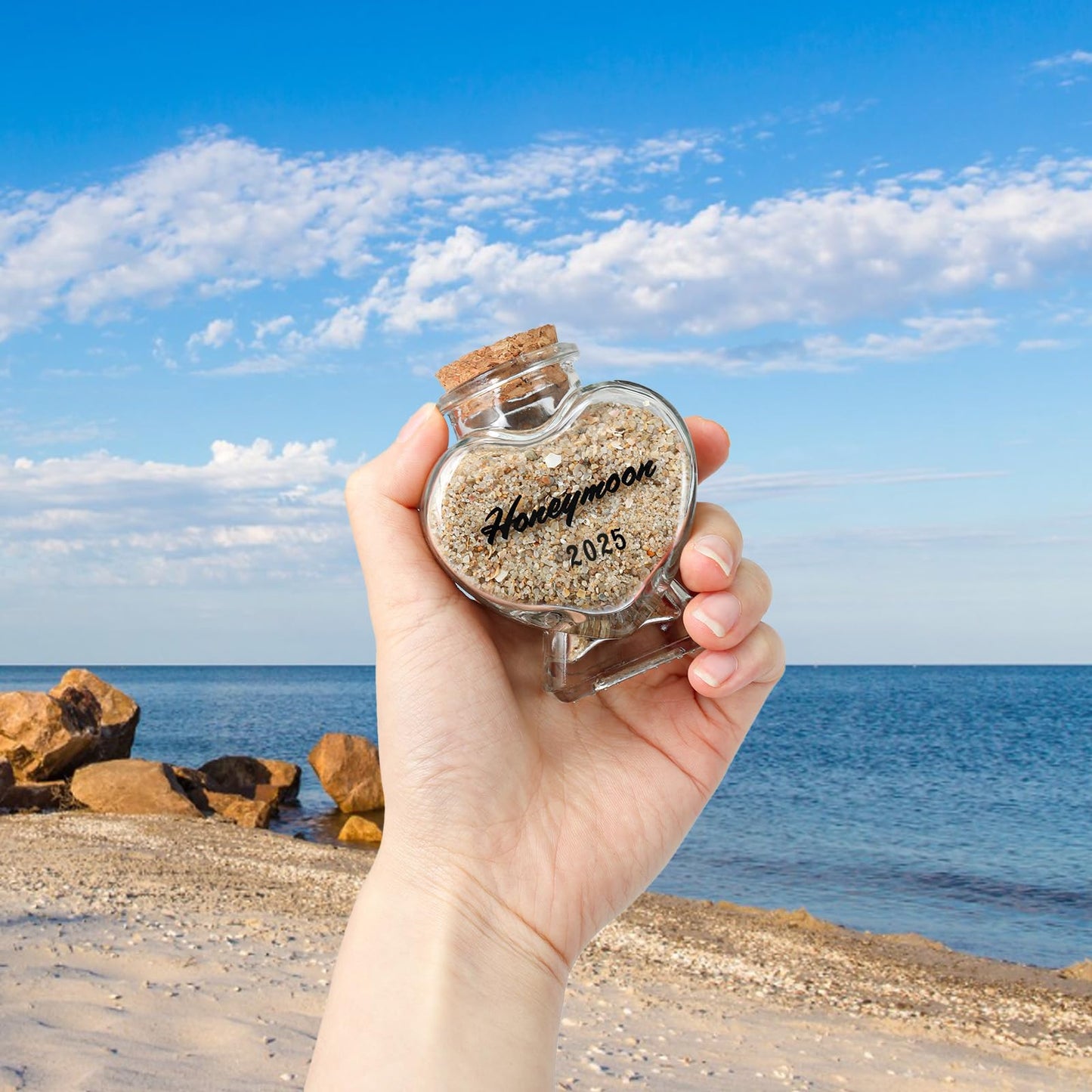 Honeymoon Sand Keepsake Jar 2025 - Honeymoon Gifts for Newlyweds Couple,Wedding,Engagement Vacation Travel - Wedding Gifts with Unique Romantic (Honeymoon Jar 2025)
