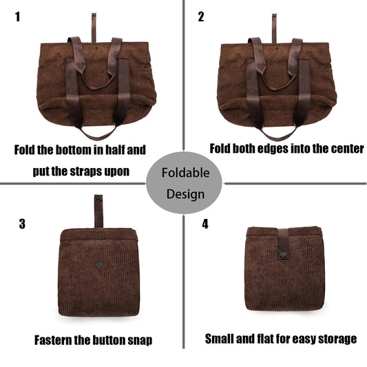 mcuvaec Corduroy Tote Bag for Women, Foldable Tote Bag With Zipper, Large Shoulder Bag, Purses and Handbags for Work Travel(Corduroy bag-Brown)