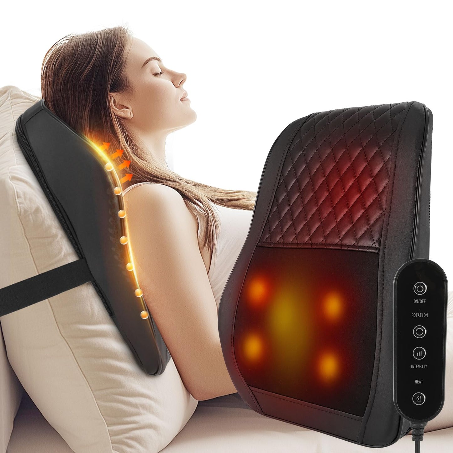 Fathers Day Gift Ideas Cordless Neck and Back Massager with Heat, Deep Tissue Shiatsu Neck Massager for Pain Relief, Massage Pillow for Back, Lower Back Massage, Birthday Gifts for Woman Man Dad