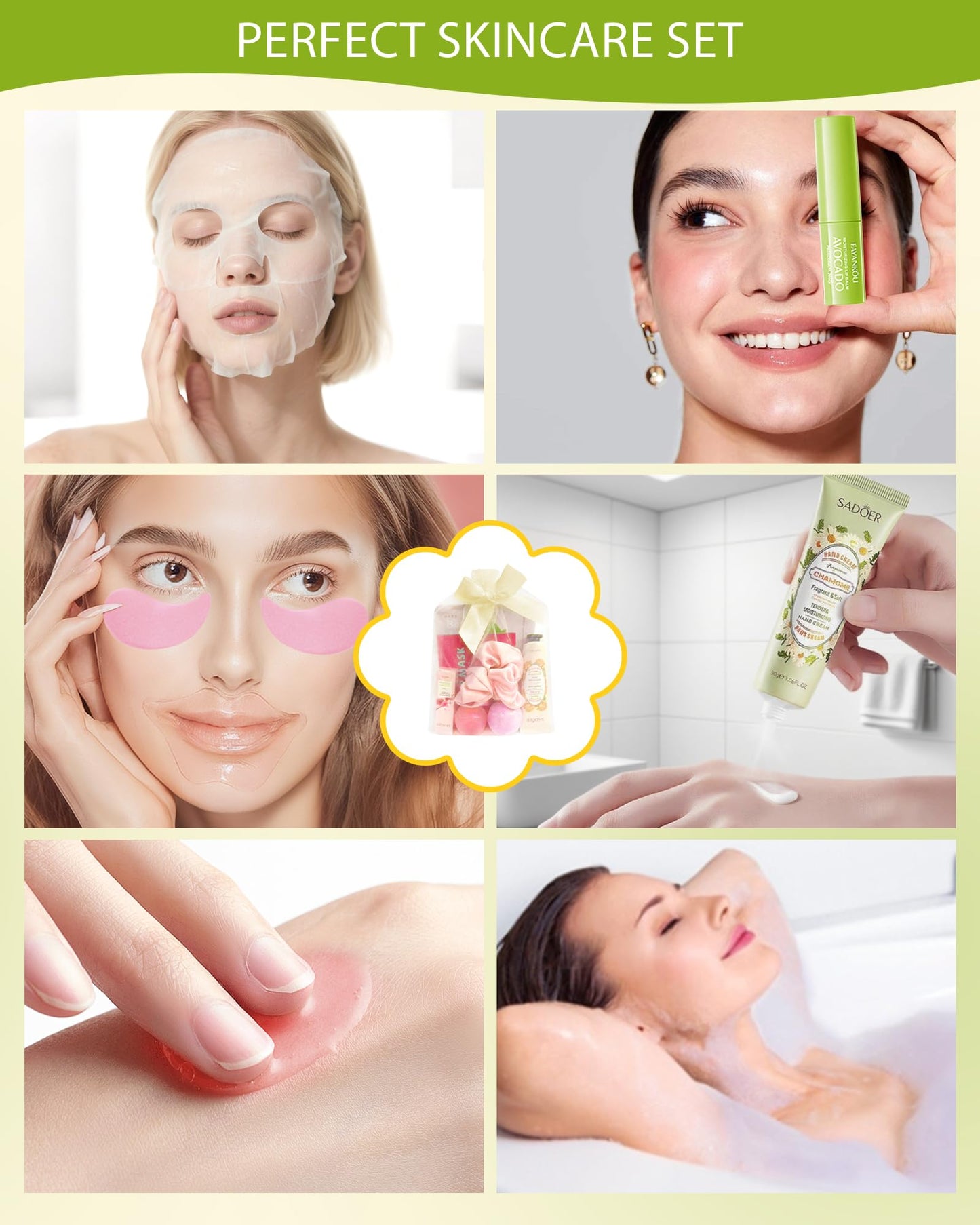 60 PCS Spa Party Supplies for Girl,Spa Party Favors kits Include Face Masks Skincare,Hand Cream, Lip Balm,Under Eye Patches,Lip Mask,Foot Bath Bombs,Women Ideal Gift Bulk Birthday Sleepover Spa Party