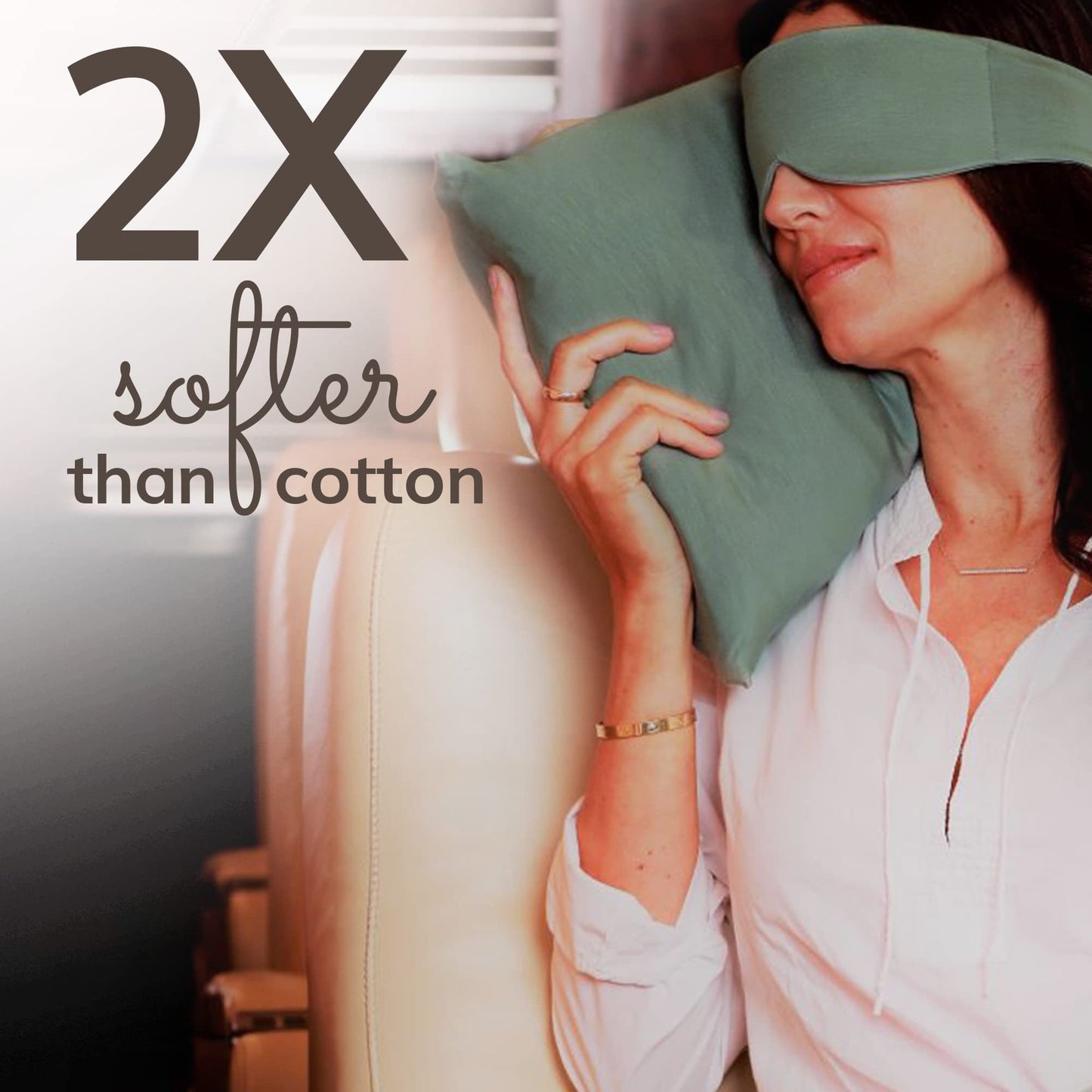 Happyluxe Odyssey Travel Pillow for Long Flights - Soft, Small, Alternative to Down and Memory Foam. 17 x 13in - Made in The USA, Sage Green Airplane Pillow for Adults Sleeping, Camping or Nap