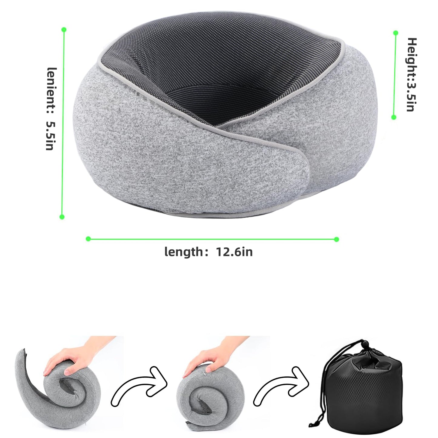 WYCWYQDR Neck Pillow for Traveling,Premium Memory Foam Travel Pillow, Removable Washable Neck Pillow Cover, Suitable for Airplanes,Offices and Cars