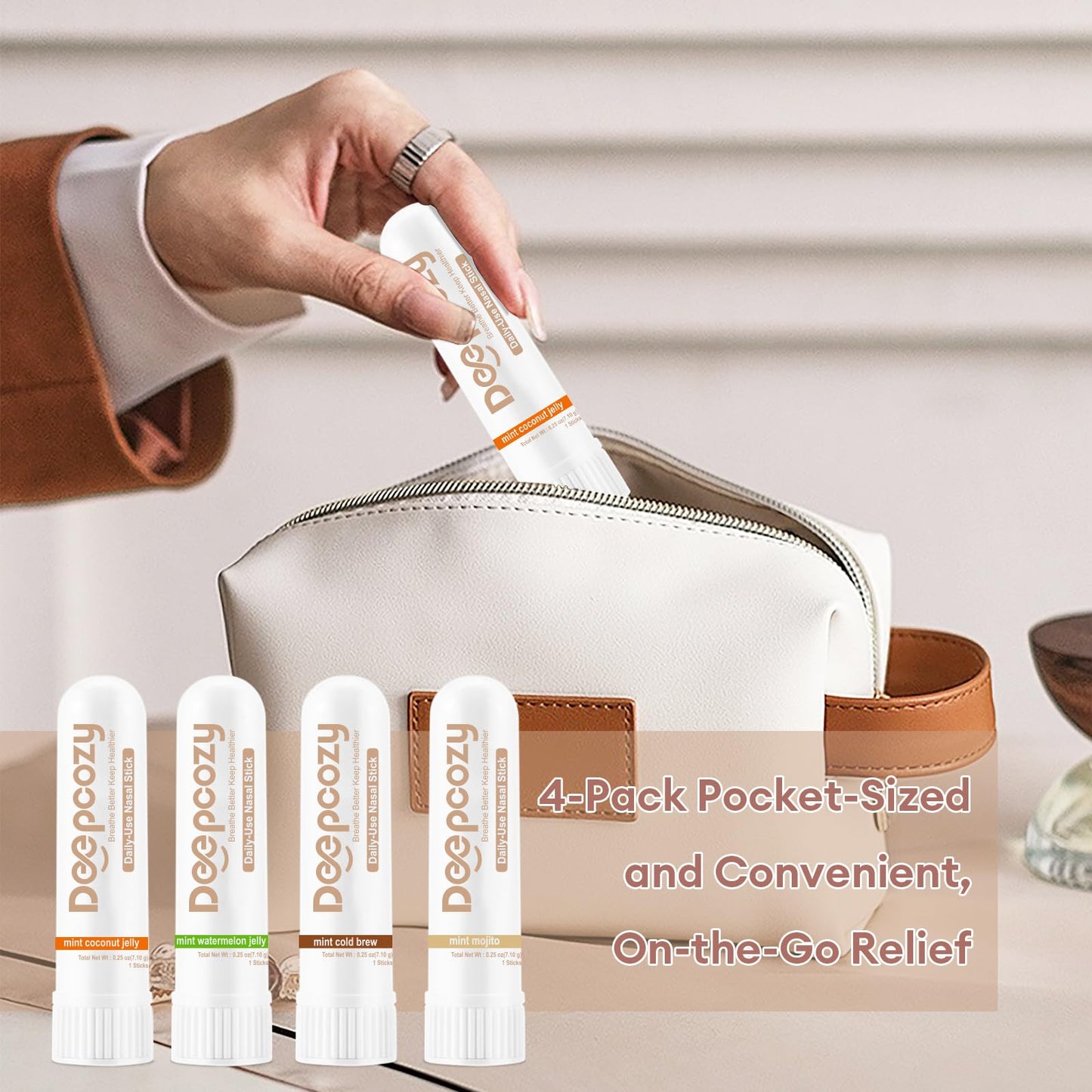 DeepCozy Nasal Stick for Adults, 3 Pack Nasal Inhaler Stick for Distraction Relief & Mild Stress, Portable Nasal Sticks Nose Inhaler Stick with Menthol for Work/Study/Travel (Mint Mojito)