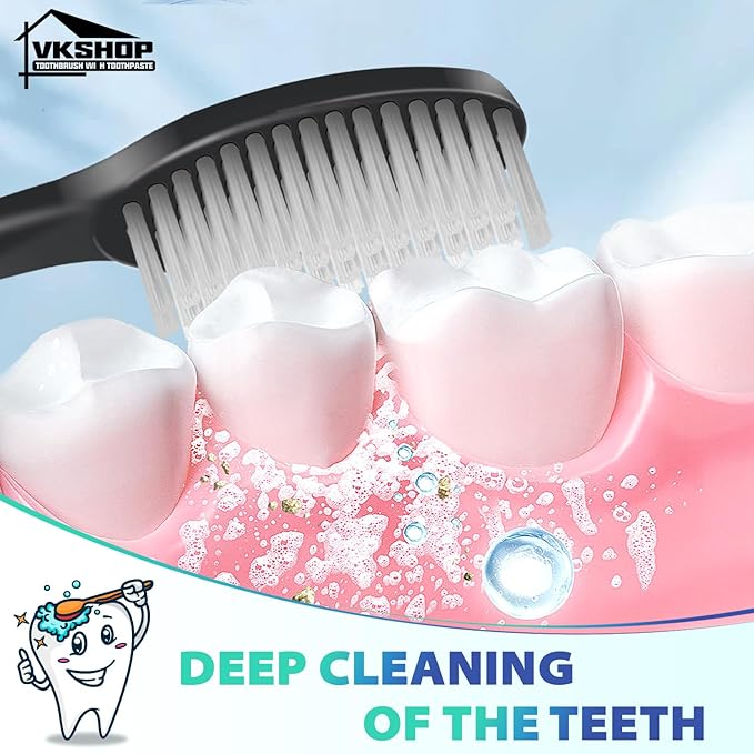 100 Pack Disposable Toothbrush with Toothpaste Set, Individually Wrapped Travel Toothbrushes for Adults & Kids, Portable Soft Bristle Kit for Camping, Hotel, Emergency Use (Black, 5g)