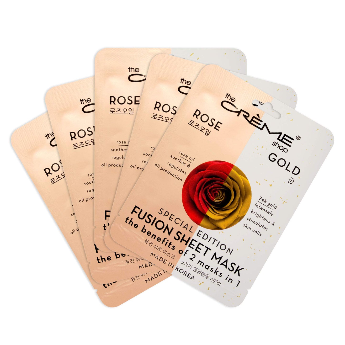The Crème Shop Korean Skincare | Rose & Gold Fusion Face Sheet mask 5 Pack