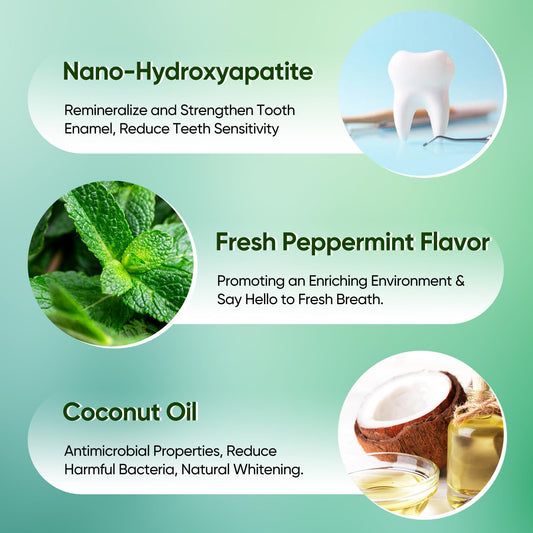 MySmile Toothpaste Tablets, Travel Friendly Mouthwash Tablets, Fluoride Free Toothpaste Tablets - Nano hydroxyapatite, Reduce Sensitivity, Natural Whitening, Remineralize Teeth, Fresh Breath. 45Tabs