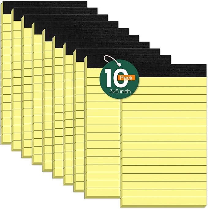 10 Pack Note Pads 3 x 5 Notepads, Small Notepad Pocket Size Notebook Scratch Paper Pads Narrow Ruled, 3x5'' Memo Pad Note Pads of Lined Paper Notepad To-Do Small Writing Pad for Lists Work Home Office