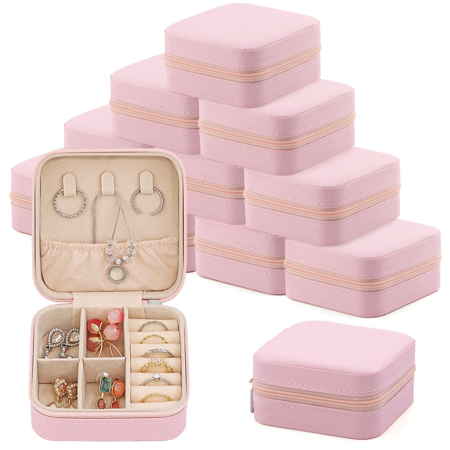 12 Pcs Travel Jewelry Box Exquisite Travel Jewelry Case Portable Jewellery Storage Holder Organizer Box Small Jewelry Organizer for Rings Earrings Necklaces Pendants Bracelets Watches