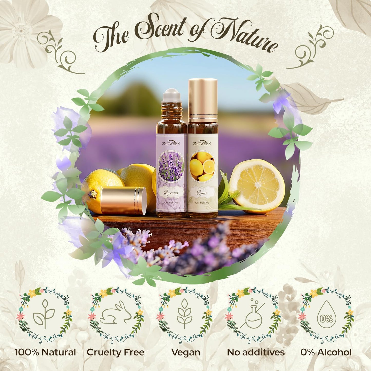 Essential Oils Roll on Set, Aromatherapy Oils with Roller Ball for Skin, Natural Essential Oil Roller Gift Set with Lavender, Peppermint, Frankincense, Eucalyptus, Lemon, Myrrh