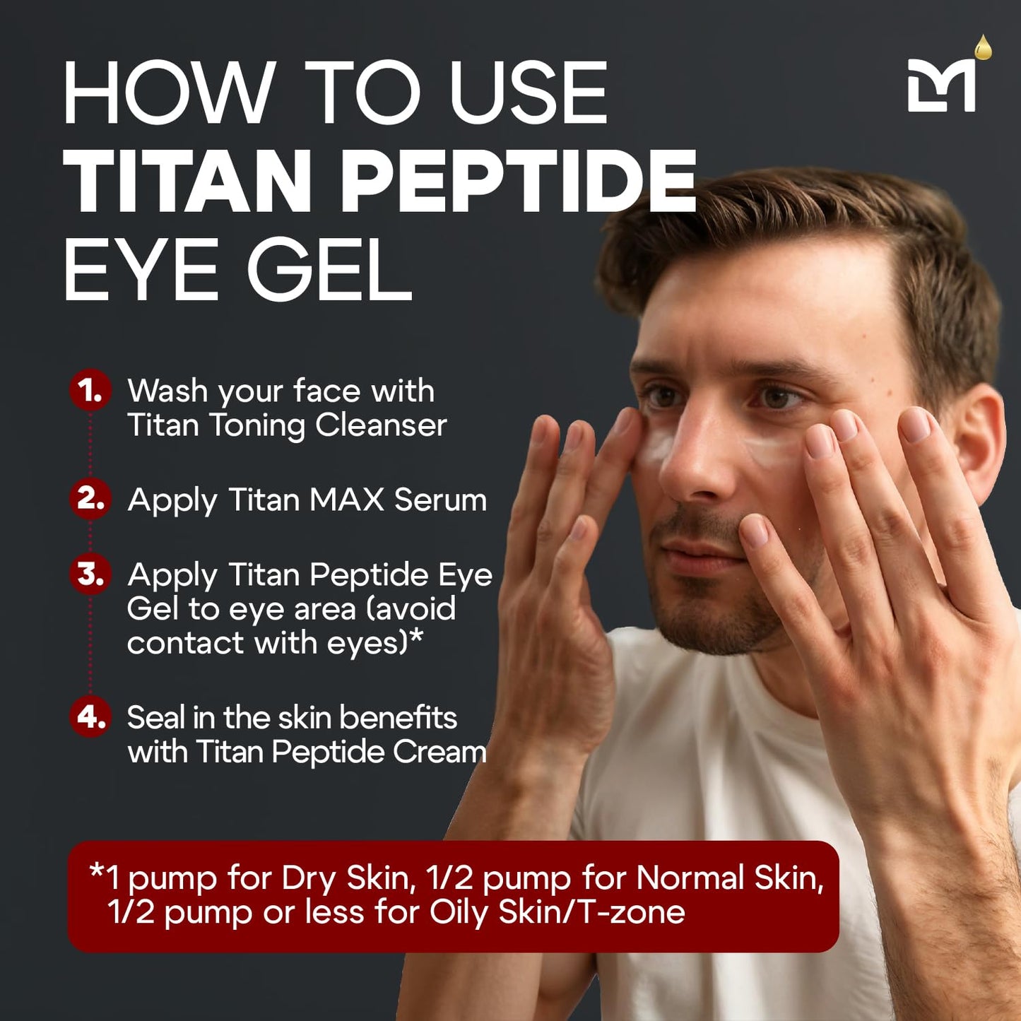 Man Labs Titan Peptide Cooling Eye Gel – Mens Eye Cream – Anti-Aging Bags & Dark Circle – Eye Bags Treatment for Men – High Potency – Puffy Eyes Treatment for Men – Peptides, HA, DMAE, MSM – Unscented
