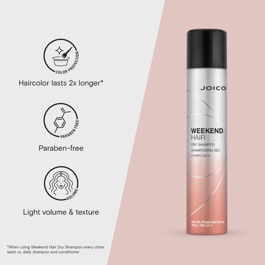 Joico Weekend Hair Dry Shampoo for Women | Ideal for Oily, Fine, Medium & Coarse Hair | Volumizing & Texture Dry Shampoo for Color Treated Hair | Color Safe | Talc & Sulfate Free | 5.5 Fl Oz