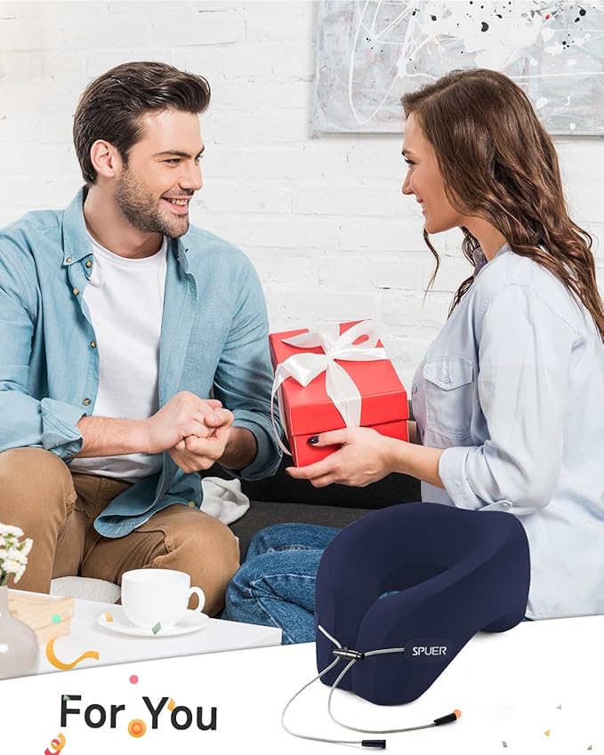 Travel Pillows for Airplanes, Neck Pillow Airplane, Airplane Travel Accessories with Eye Mask, Earplugs & Storage Bag, Ergonomic Memory Foam Neck Pillow for Sleeping, Flights, Cars, Office (Navy Blue)