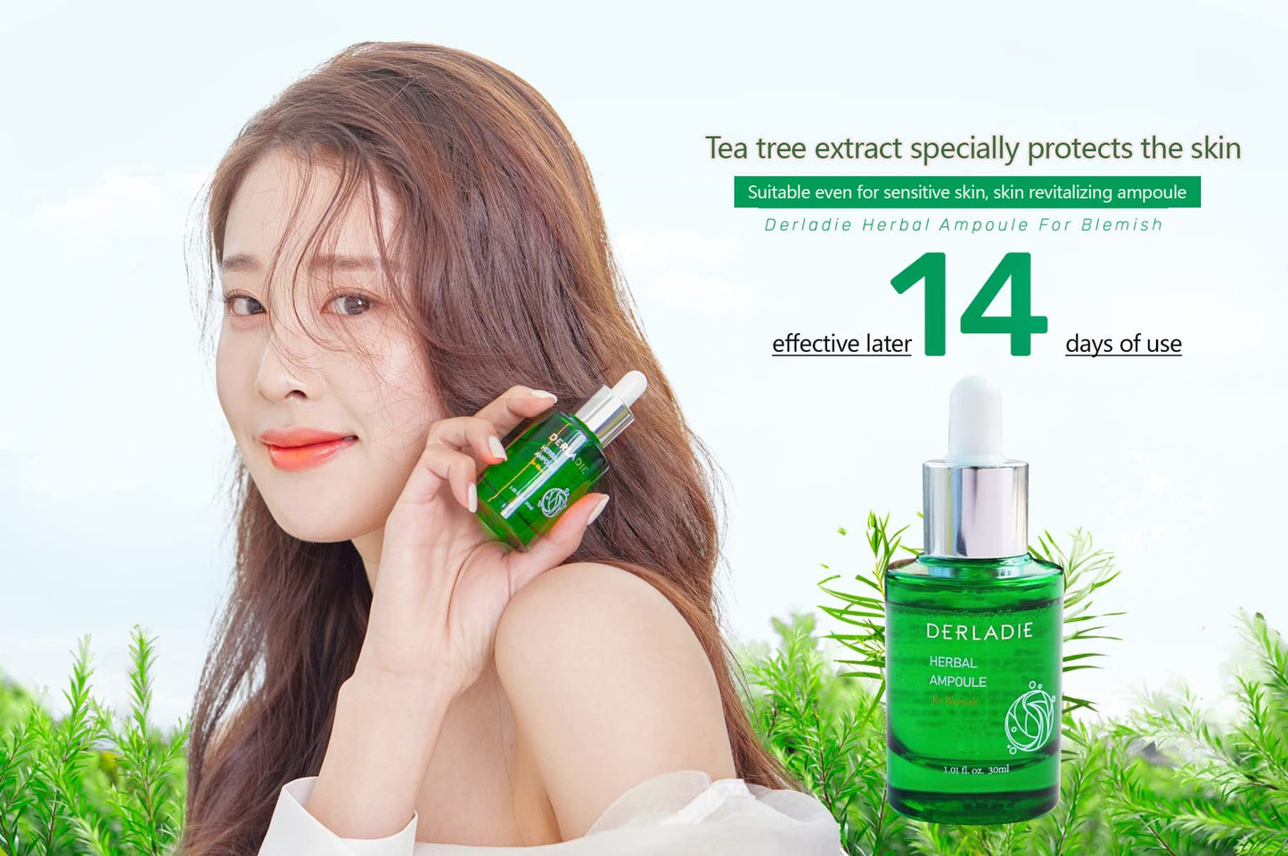 DERLADIE HERBAL AMPOULE for Blemish 30ml, Soothing & Sebum Care Korean Skin Care