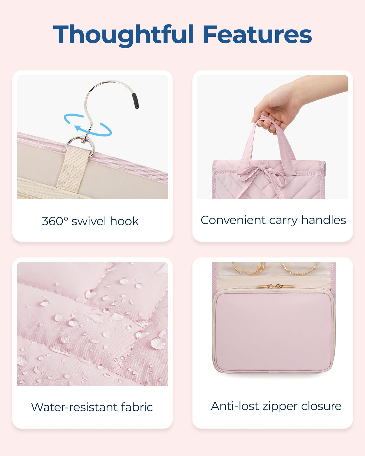 BAGSMART Travel Jewelry Case Organizer, Large Capacity Foldable Jewelry Roll for Journey - Rings, Necklaces, Earrings, Bracelets, Fashion Black