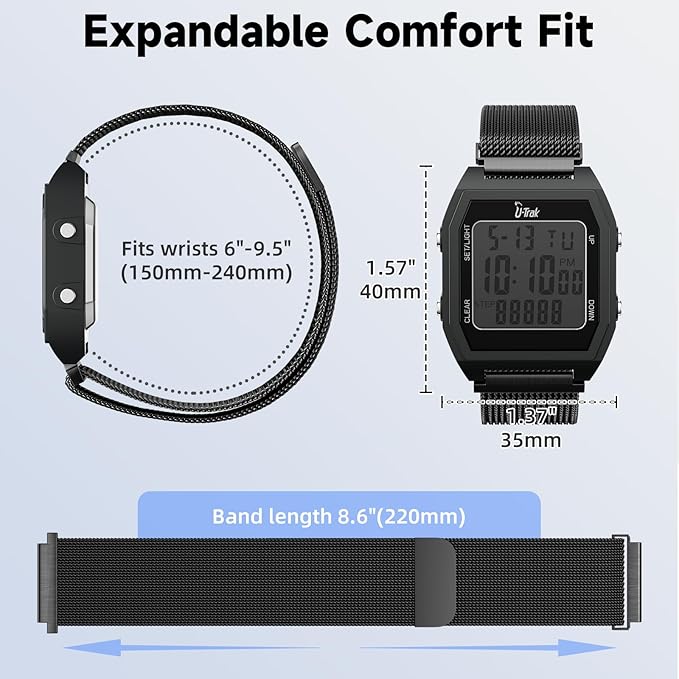 3D Pedometer Watches for Walking, Simple Step Counter Watches with Magnetic Watch Band, Waterproof Step Tracker Watches with Magnetic Watch Strap for Men Women Kids Senior