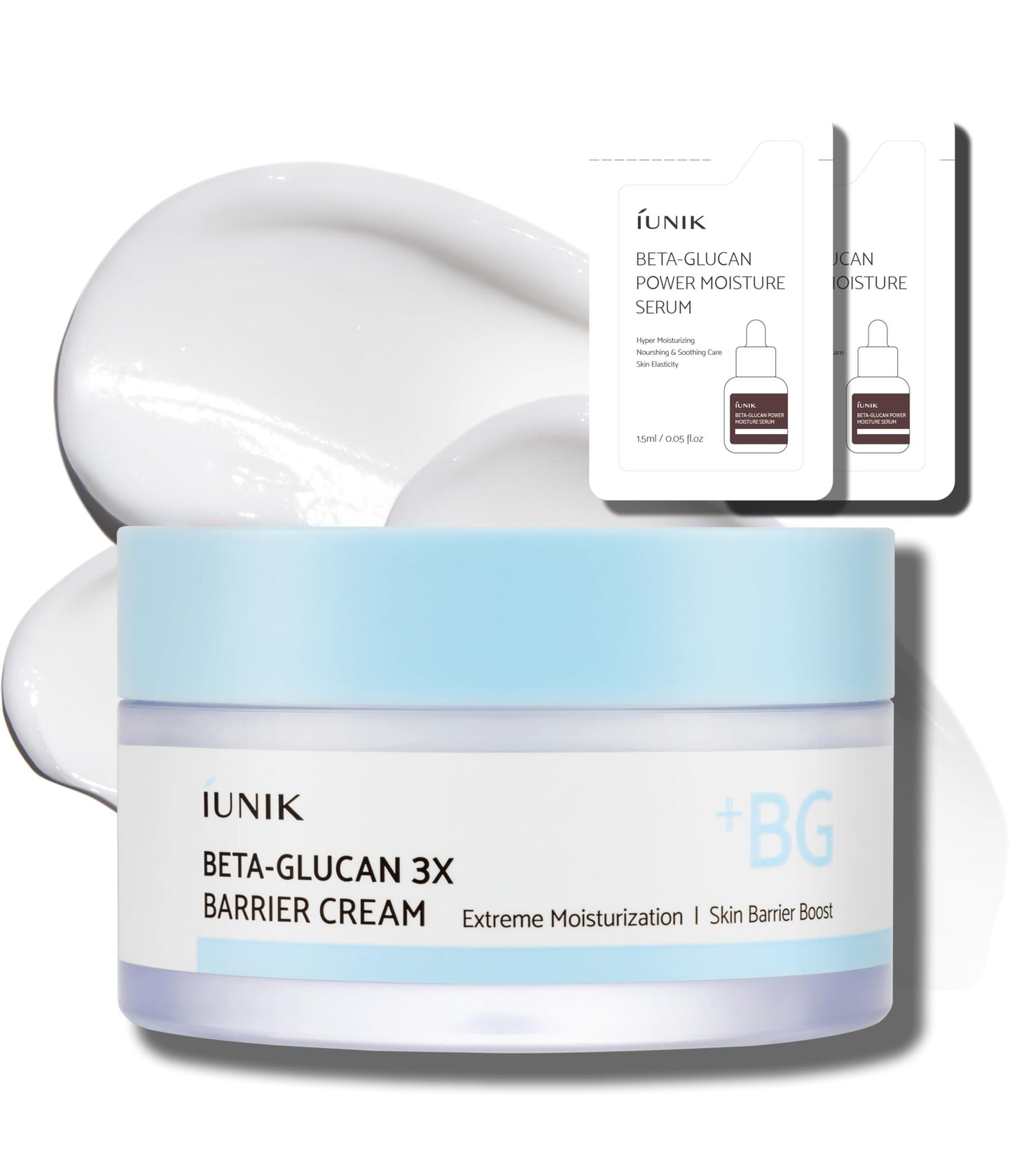 IUNIK Beta-Glucan Non-Sticky Deep Moisture Hydration 3x Barrier Cream Day&Night Moisturizer Quick Absorption Barrier Strengthening for Sensitive Dry Skin with Shea Butter Panthenol Korean Skincare