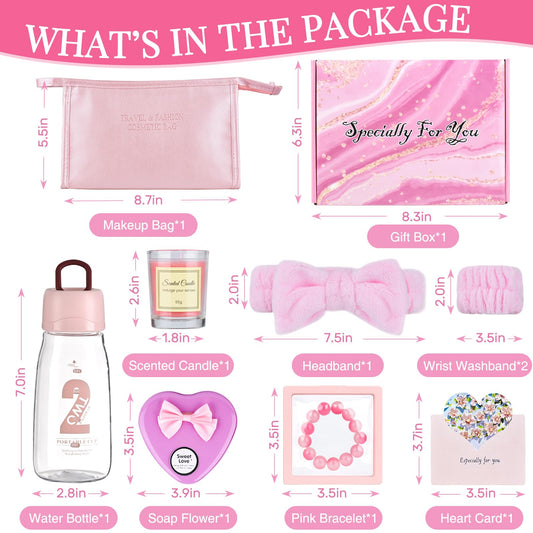 Gift Set for Women,Pink Gift Box Basket,Unique Gifts for Women Her ,Sisters,Daughter,Mom,Girlfirend,Wife,Coworker,Best Friend Birthday Gifts,Teen Girl Gifts,Mother Day Gifts,Personalized Gifts
