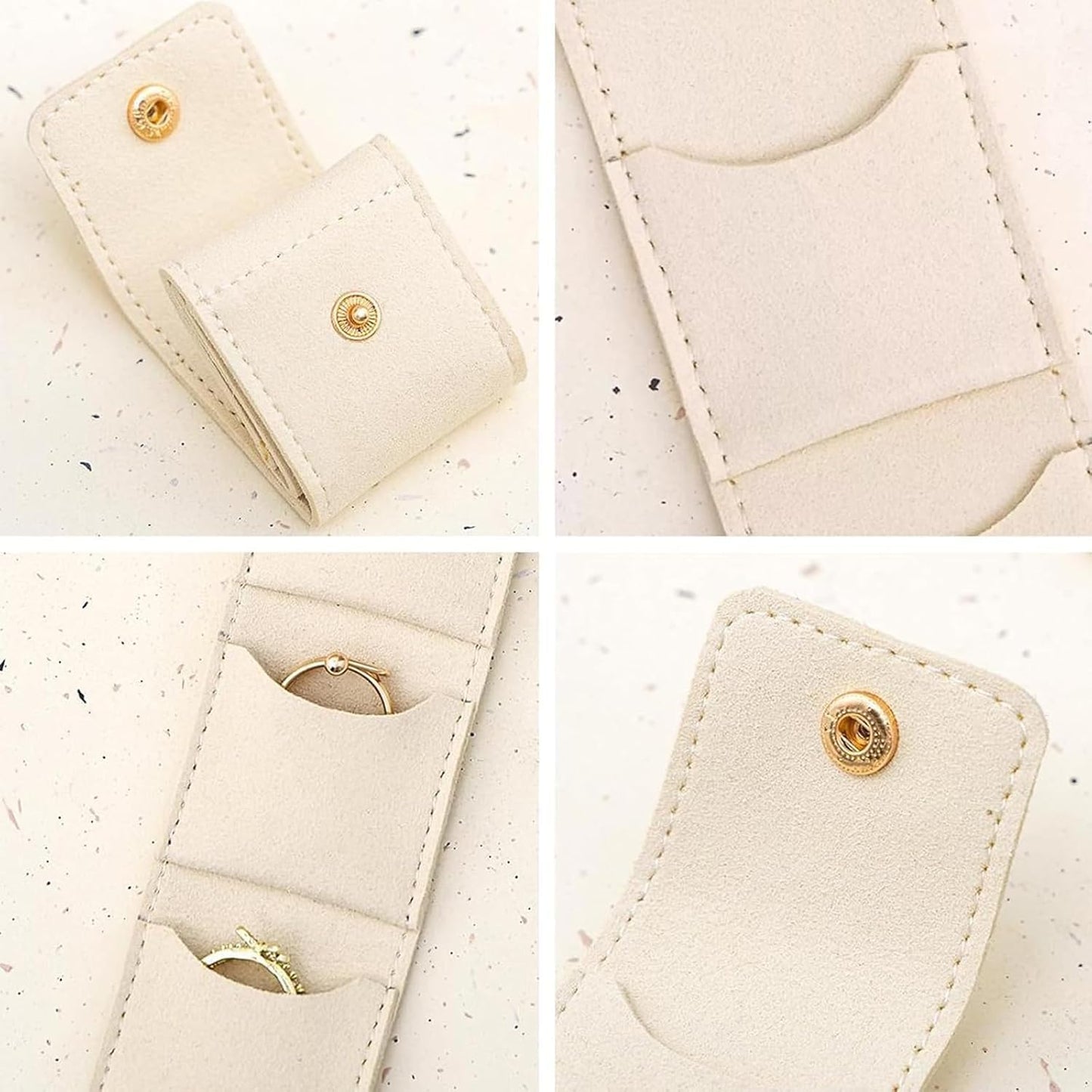 2Pcs Mini Travel Jewelry Bag, Jewelry Roll Bag with Buckle, Mini Pouch, Portable Foldable Travel Jewelry Organizer Case, Small Jewelry Box for Earrings, Rings, Necklaces (W-3)