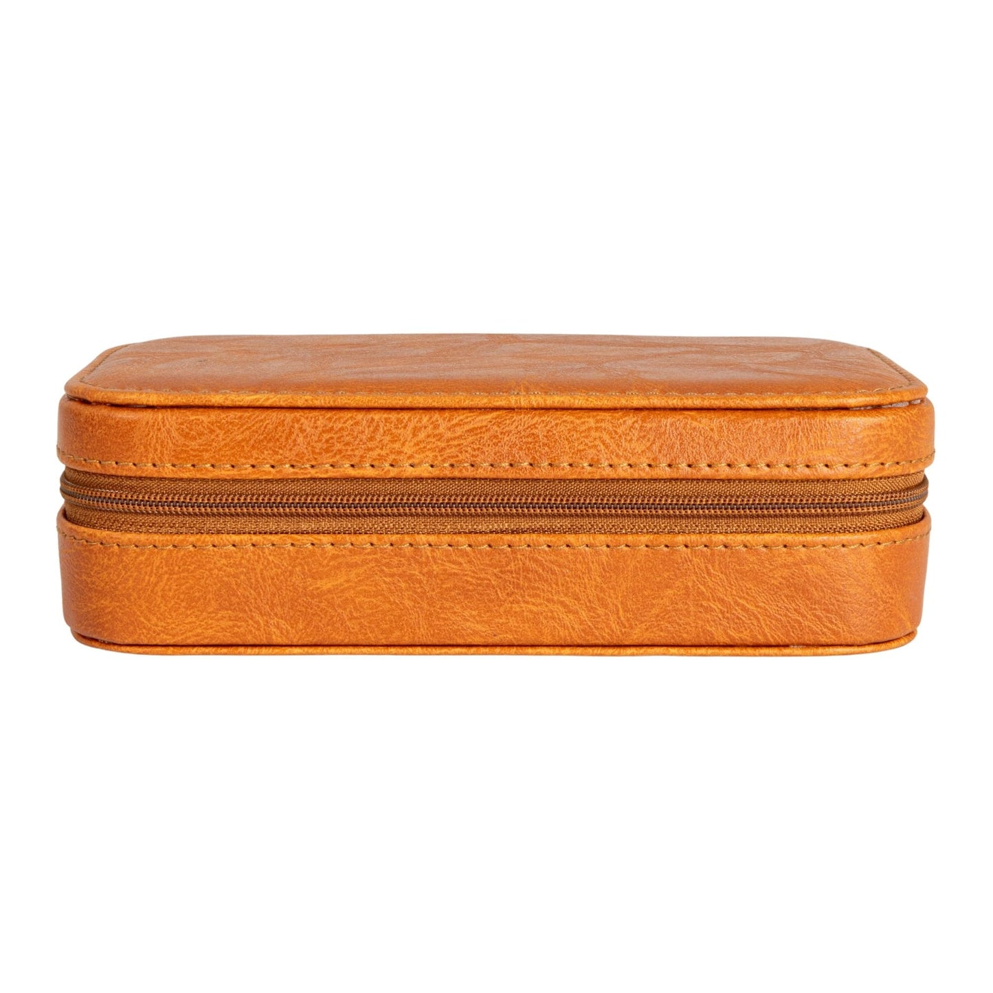 Household Essentials Vegan Leather Travel Jewelry Organizer Box, Caramel Color