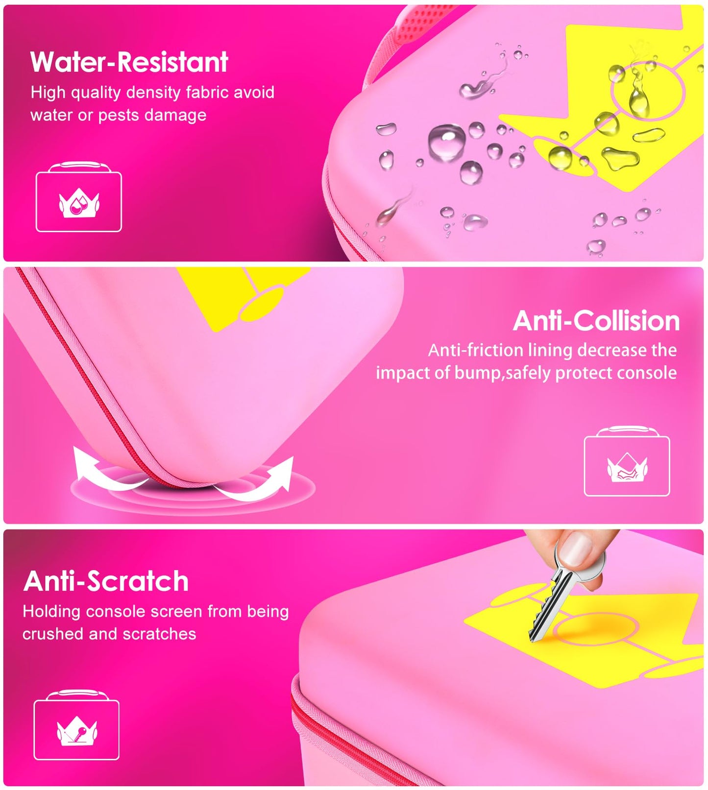 ivoler Carrying Storage Case for Nintendo Switch/Switch OLED Model,Portable Travel All Protective Hard Messenger Bag Soft Lining 18 Games for Switch Console Pro Controller & Accessories (Pink)