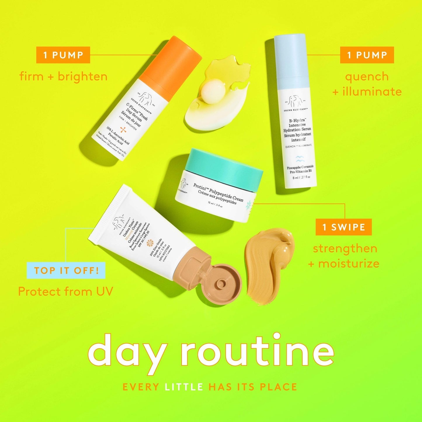 Drunk Elephant The Littles 7.0 Kit - 6 Travel-Friendly A.M. and P.M. Essentials - Clean Clinical Skincare - Cruelty-Free - Dermatologist-Tested - Free of Essential Oils, Silicones, and Fragrance