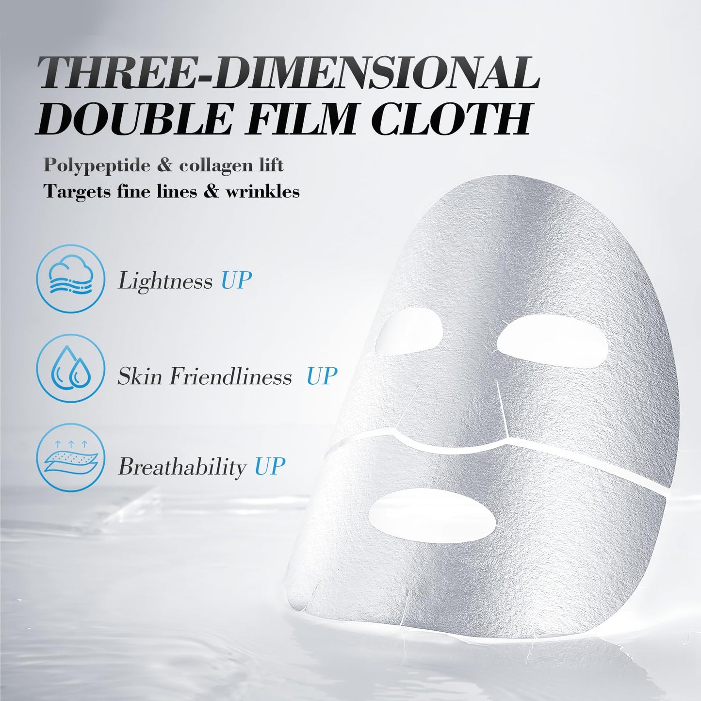 Baby Go Dewy Bio-Collagen‑Peptide Face Mask Sheets – Gleam Foil Intensive Overnight Hydrate Face & Neck Masks for Moisturizing, Firming & Lifting Care – 8 Count(4 Face Masks + 4 Neck Masks)