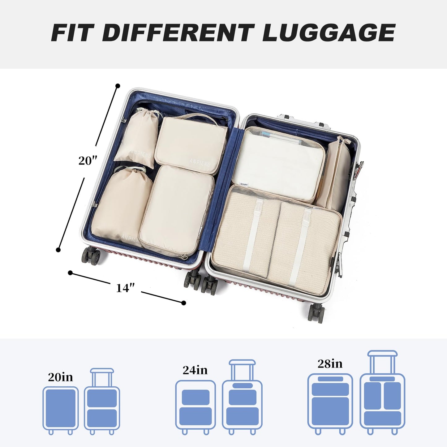 Travel Packing Cube Luggage Organizer - Travel Essential Accessory for Suitcase Lightweight Durable Toiletry Cosmetic Laundry Shoe Compression Carry on Storage Large Bag 10 set