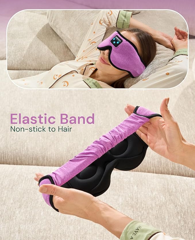 3D Bluetooth Sleep Mask & Wireless Headphones for Side Sleepers, Comfortable Eye Mask for Sleeping, Meditation & Relaxation, Idea Gift for Men Women