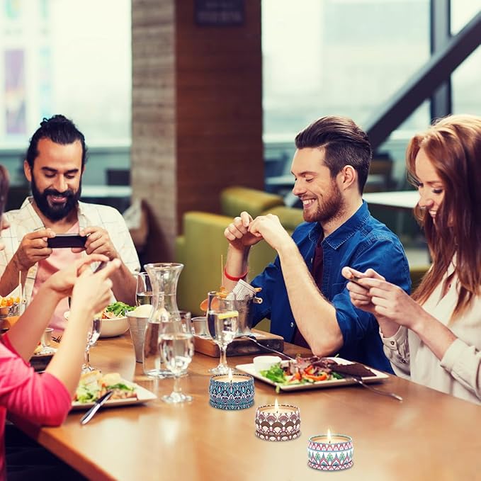 Set of 3 Scented Candles Gift Set for Women Home Decor, Decorative Small 2.5oz Natural Soy Wax Freesia, Lilac and Strawberry Aromatherapy Candles in Portable Travel Tin