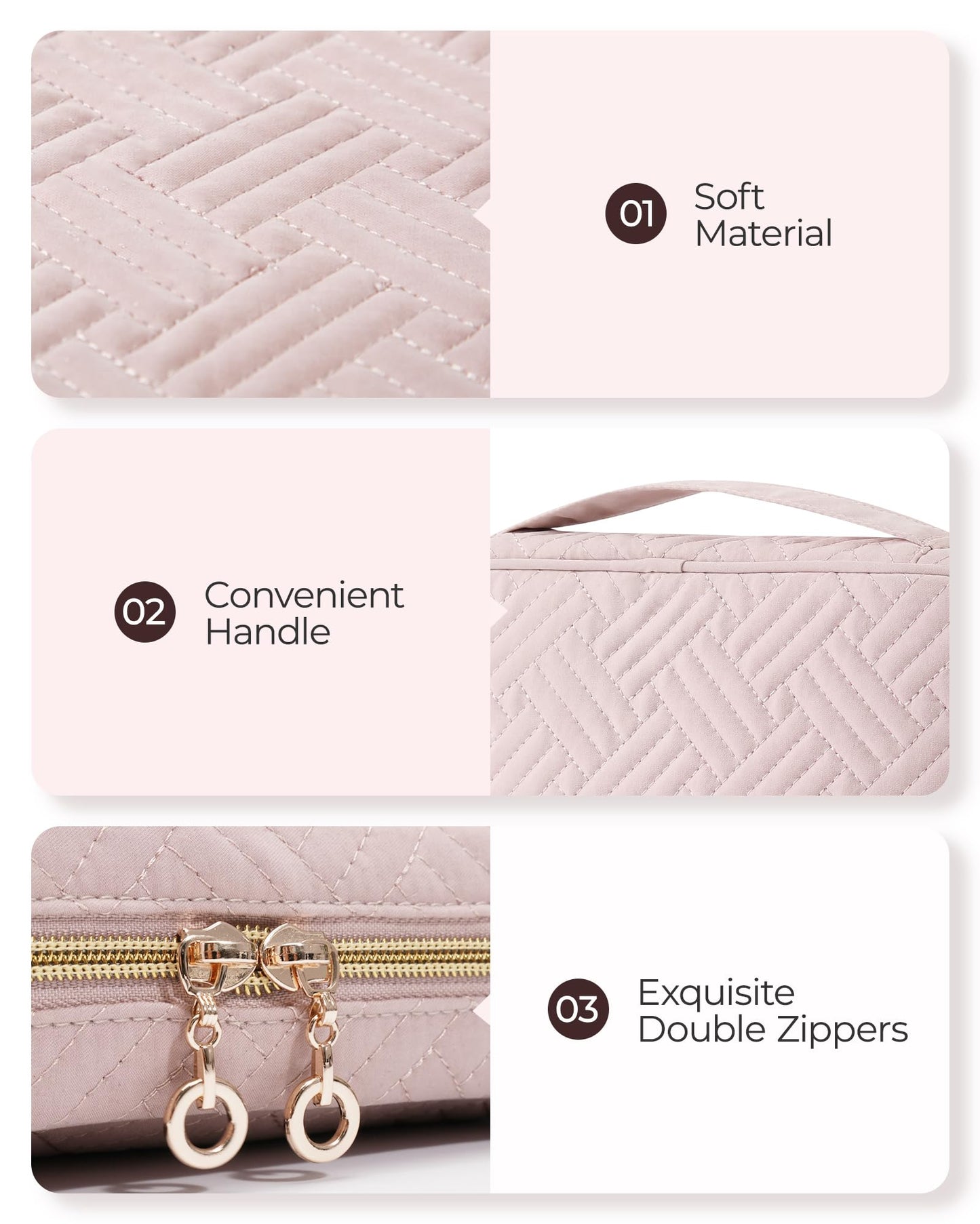 BAGSMART Jewelry Organizer Case Travel Jewelry Storage Bag for Necklace, Earrings, Rings, Bracelet, Soft Pink