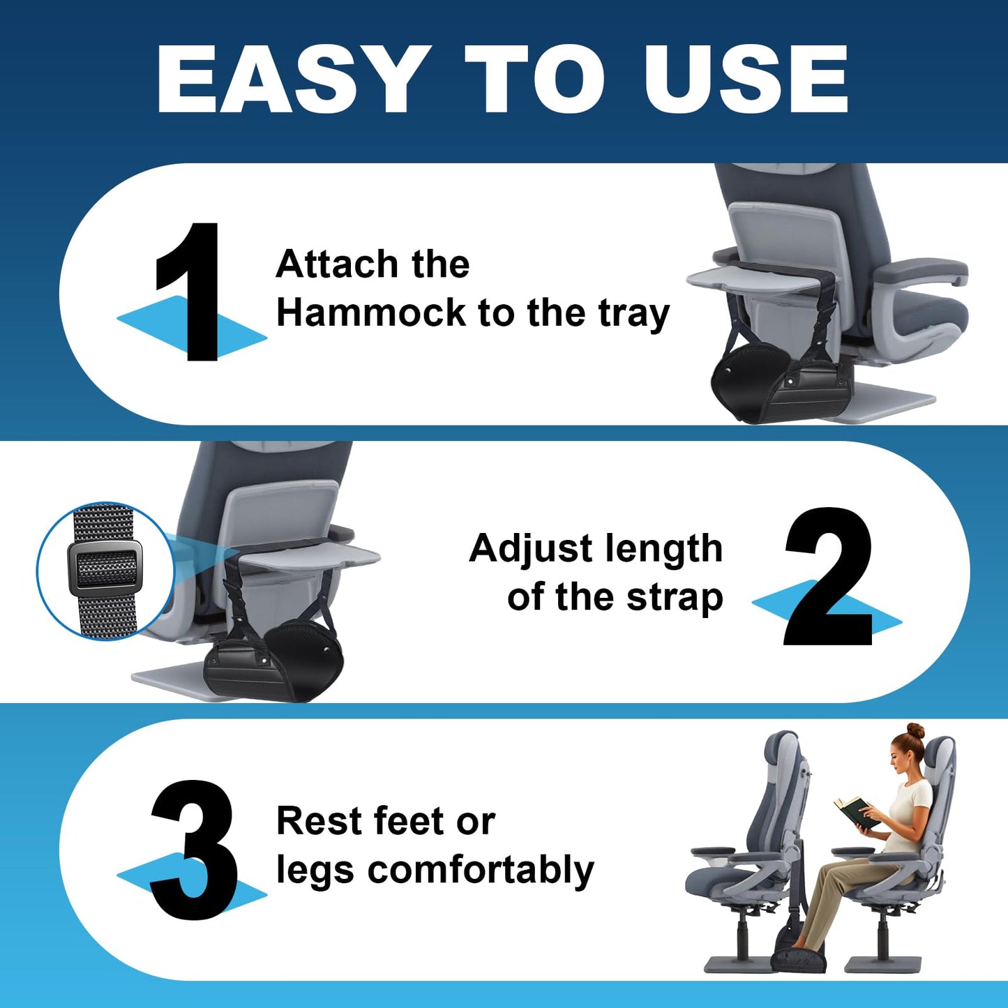 Airplane Foot Hammock, Portable Foot Hammock for Plane Travel to Relax Your Feet, Plane Travel Essentials Comfy Foot Rest Hanger Plane Footrest for Long Trip