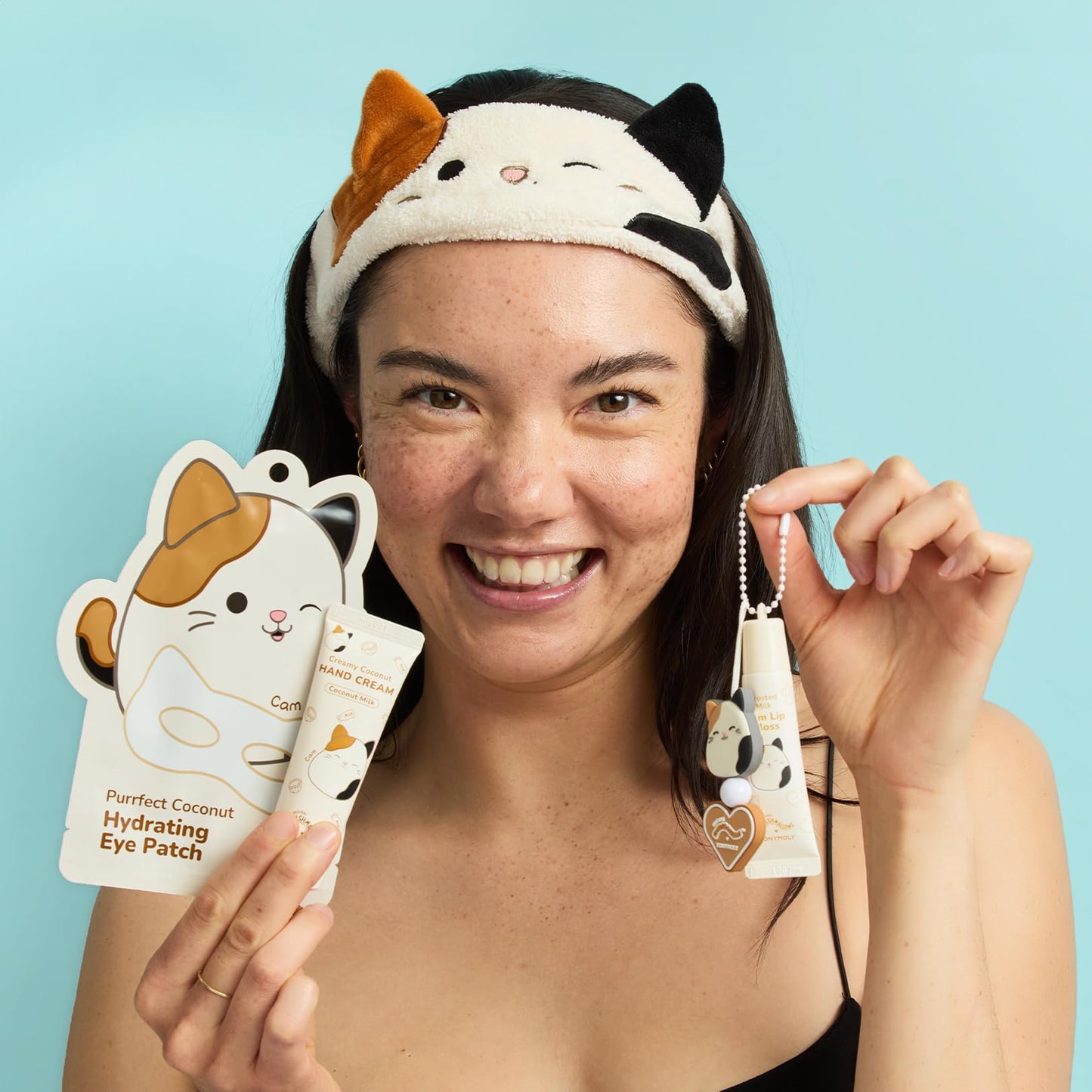 TONYMOLY x Squishmallows Cam the Cat Plush Headband – Soft & Cozy Hair Accessory for Skincare, Makeup, Face Washing & Relaxation – Cute, Gentle, and Functional Headband