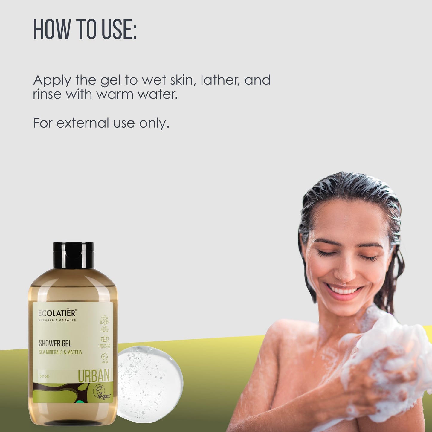 Sea Minerals & Matcha Body Wash - Natural Body Wash for Women & Men, 97.5% Natural Ingredients, Detoxifying & Hydrating Cleanser for Sensitive Skin, Gentle & Nourishing Care, 20.3 Fl Oz