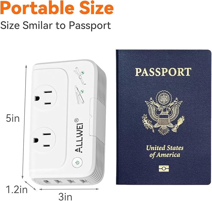 ALLWEI 220V to 110V Travel Voltage Converter us to Europe, Step Down Converter for Hair Straightener/Curling Iron, International Power Adapter for EU/UK/US/AU (White)