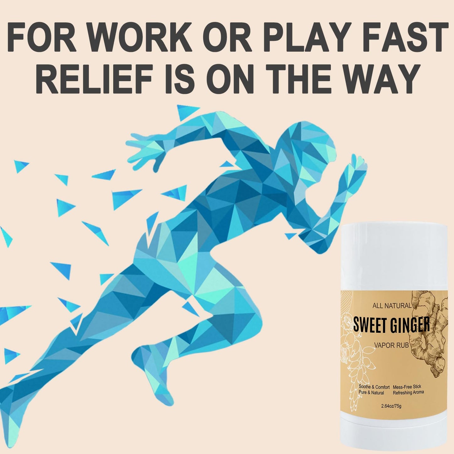 Sweet Ginger Vapor Rub Stick – All-Natural Ginger, Peppermint & Plant Extracts, Plant-Based Herbal Balm, Stick Design Easy-to-Use (2)