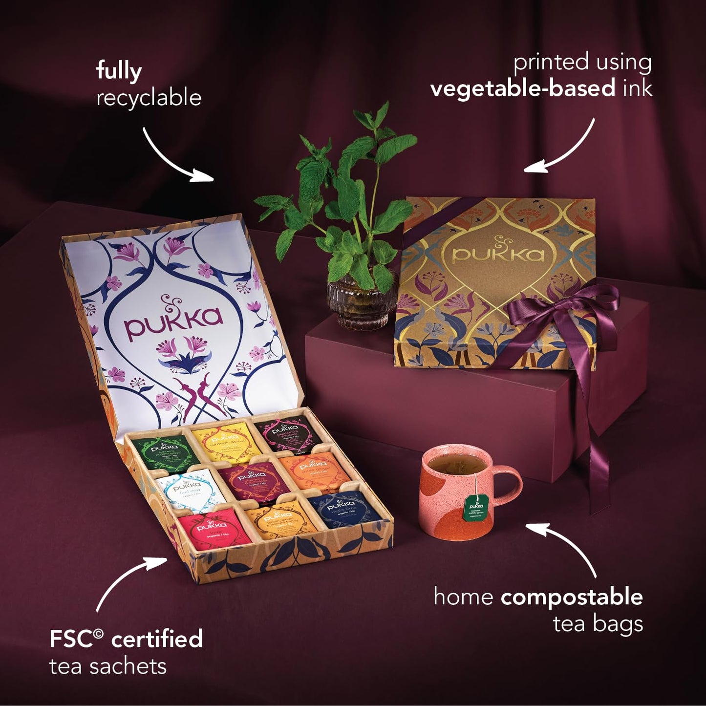 Pukka Tea Gift Box, Herbal Health Wellness Tea, Self Care Selection Organic Tea, 45 Tea Bags, 9 Flavors