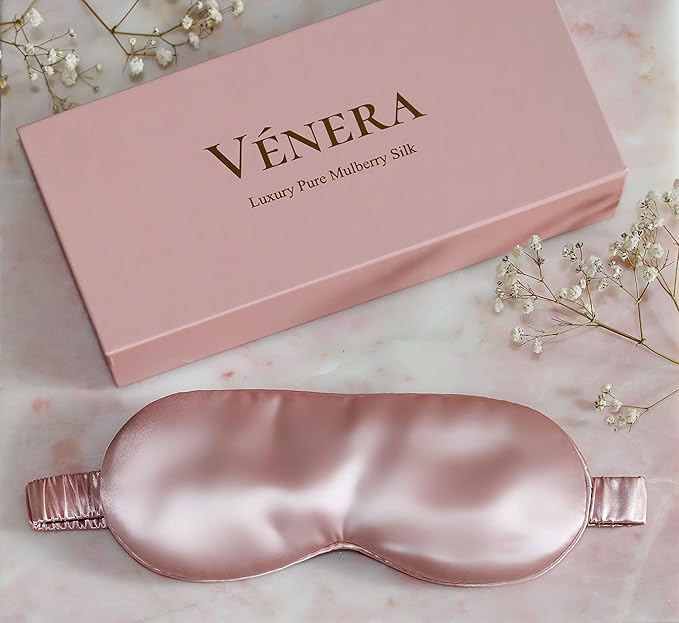 Silk Sleep Mask - 100% Pure 22 Momme Mulberry Silk Eye Sleeping Mask for Women and Men - Blackout Eye Mask for Sleeping (Pink)