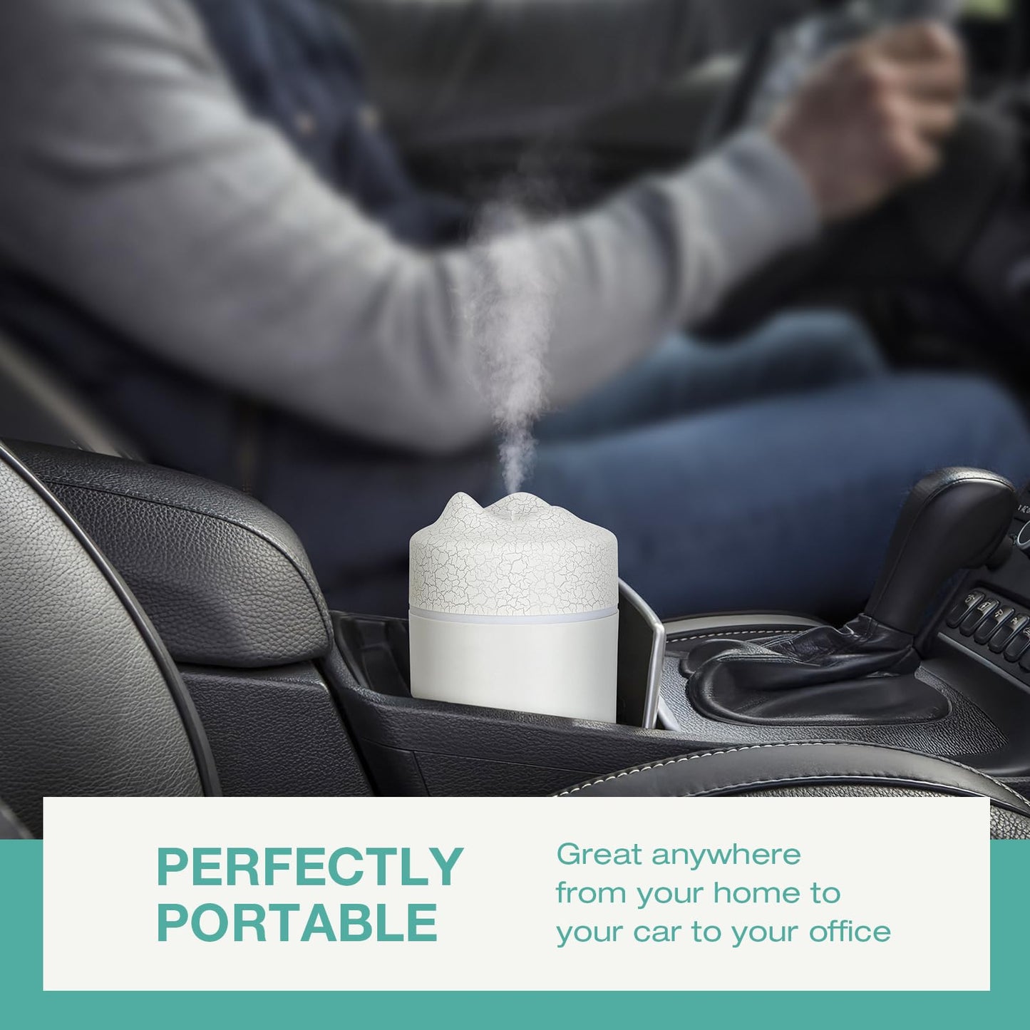 Portable Mini Humidifier, 300ml USB Personal Desktop Small Humidifier, Cool Mist Humidifiers for Bedroom Car Office Travel, Auto Shut-Off, 2 Mist Modes Quiet (White)