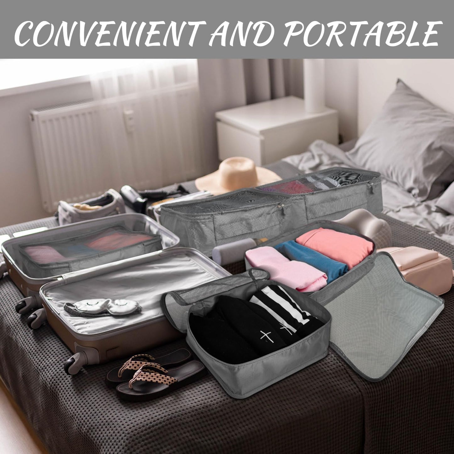 Silkfly 12 Pcs Packing Cubes for Suitcase Travel Luggage Bags Bulk Mesh Organizer Set for Hiking Camping Backpacking Clothes Accessories(Gray)