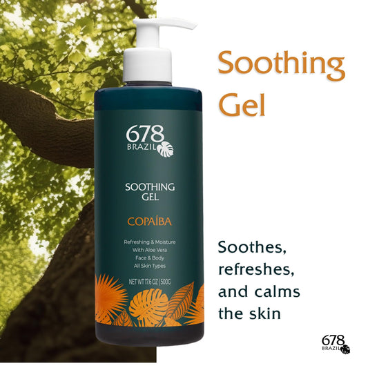 678Brazil Soothing Gel - Soothes, Refreshes, and Calms the Skin - Daily Use - For All Skin Types - with Copaiba, Passion Fruit, Aloe Vera, Panthenol, Hyaluronic Acid - 17.63 Oz