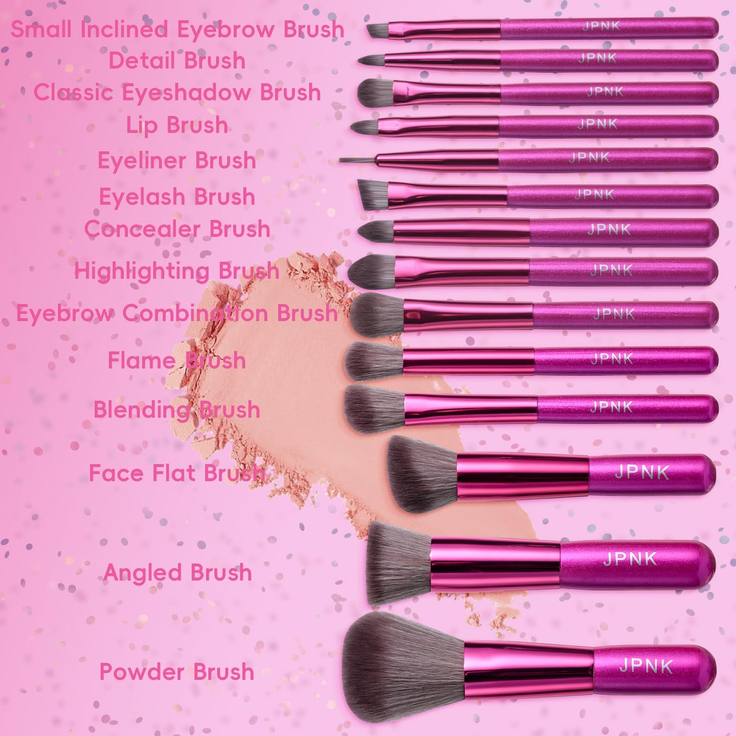 JPNK Travel Makeup Brush Set Foundation Powder Concealers Eye Shadows Makeup Set with 5X Magnifying Mirror Box