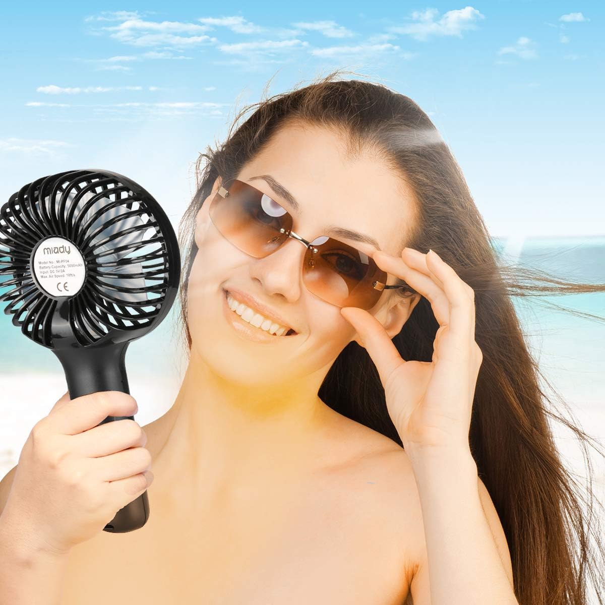 2-Pack Upgraded 5000mAh Portable Handheld Fan 3 Speed Mini USB Strong Wind 7-20 Hours Runtime Personal Electric for Travel Office Outdoor