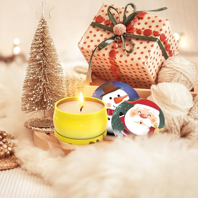 Christmas Scented Candle Set, 3 Pack Natural Soy Candles, 2.5 oz Apple Cinnamon, Cedar, Vanilla Cake, 15-20 Hour Burn Time, Holiday Gift Set for Home Decor Stress Relief and Aromatherapy