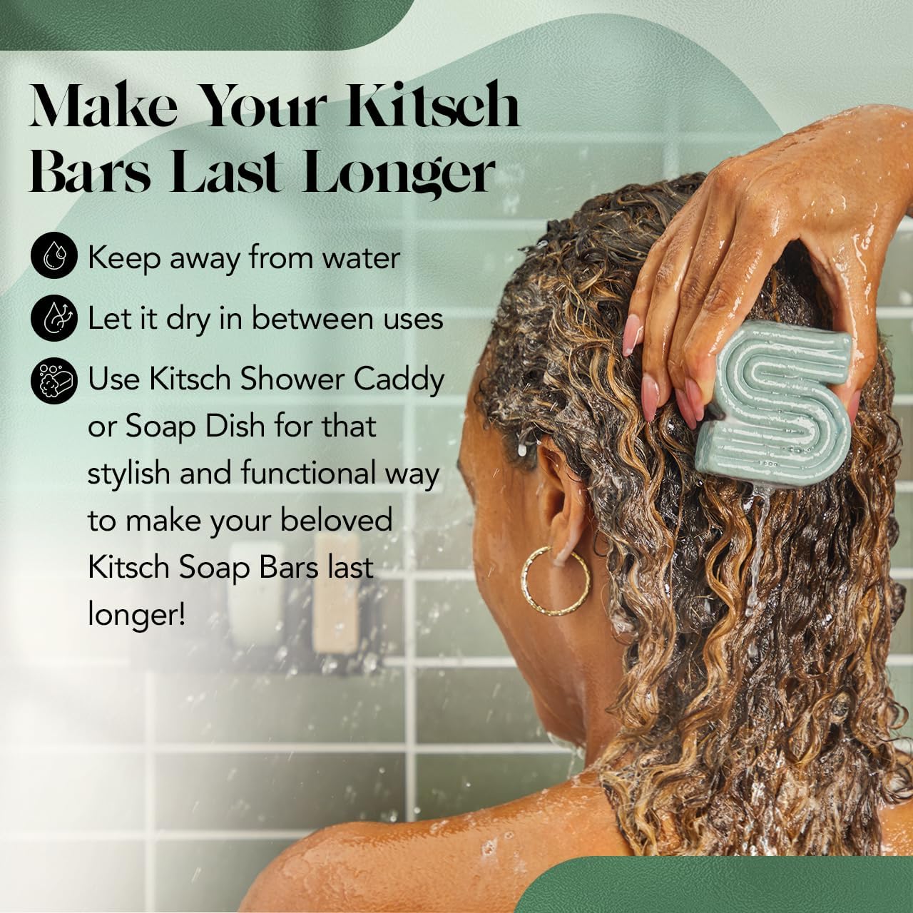 Kitsch Rosemary & Biotin Shampoo Bar - For Hair Growth, Strengthening, Thickening & Volumizing Shampoo for Women and Men - Free of Parabens, Sulfates & Silicones - Made in USA - 3.2 oz