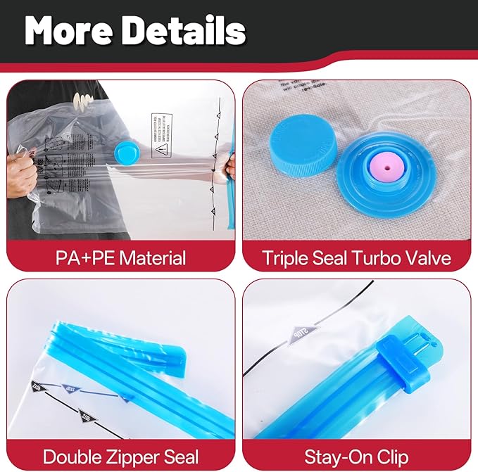 8 Pack Jumbo Vacuum Storage Bags with Portable Electric Pump,Vacuum Seal Bags for Clothing,Space Saver Bags,Comforters, Blankets, Bedding